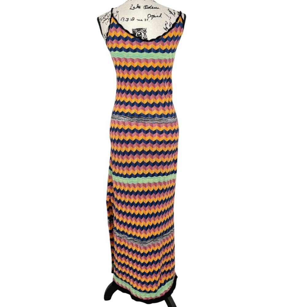 Scotch & Soda Women Size S Chevron Knit Maxi Dress Sleeveless Cotton Artsy Beach - Picture 3 of 8